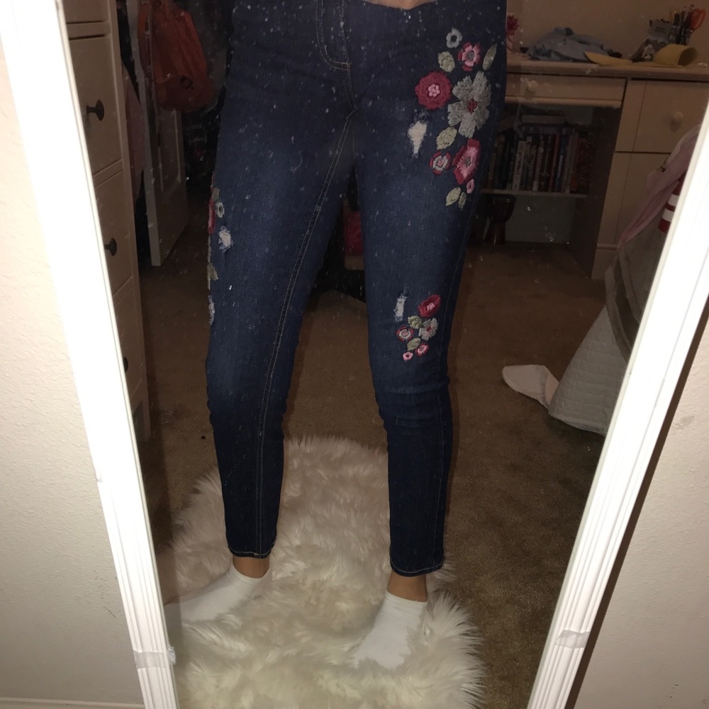 embroidered jeans
